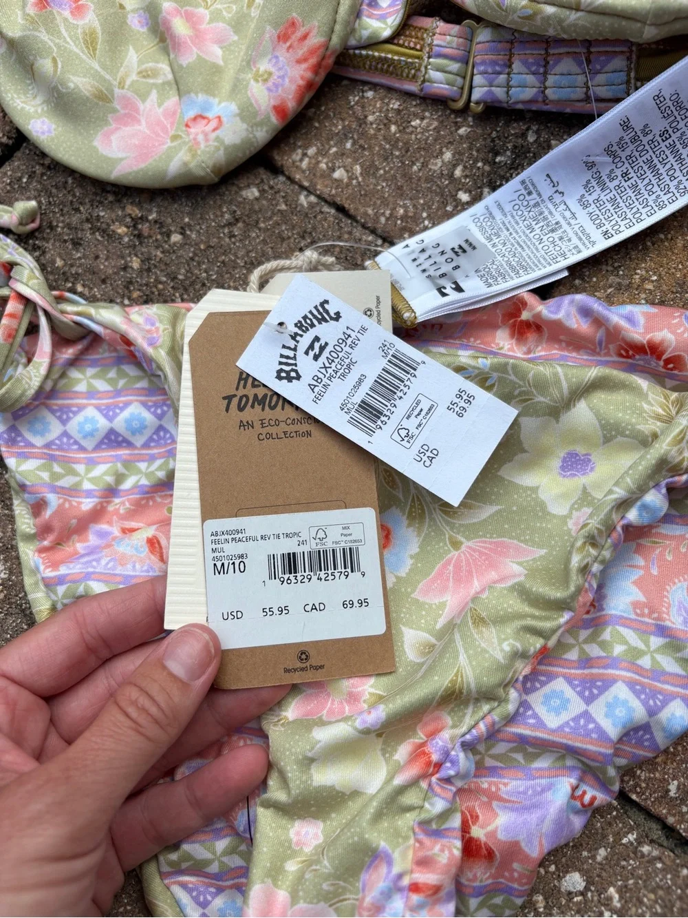 NWT Reversible Billabong Feelin Peaceful Tie Tropic Bikini Set